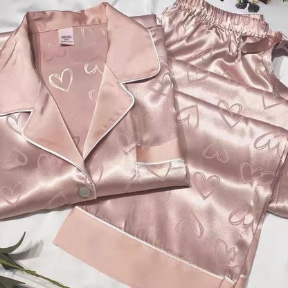 Summer Cool Ladies Faux Silk Polyester PJ Sexy Sling Pajama Sets Home wear Women's Pajamas Female Sleepwear Home wear Gift for GF