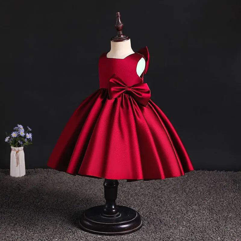 Toddler Baby Girls Summer Big Bow Baptism Dresses for Birthday Party Wedding Dress Children Costumes Princess Fluffy Prom Gown