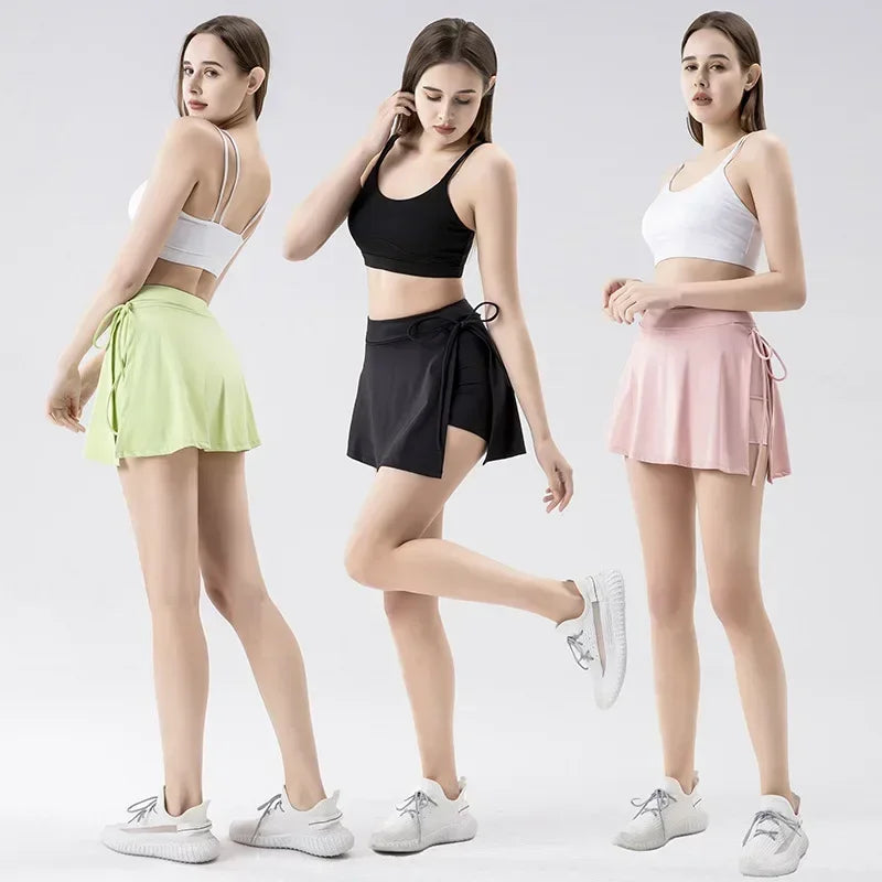 2025 Women Side Slit Sports Skirts Badminton Tennis Workout Skirt Golf Running Skirt Quick Drying Yoga Fitness Skirt Shorts