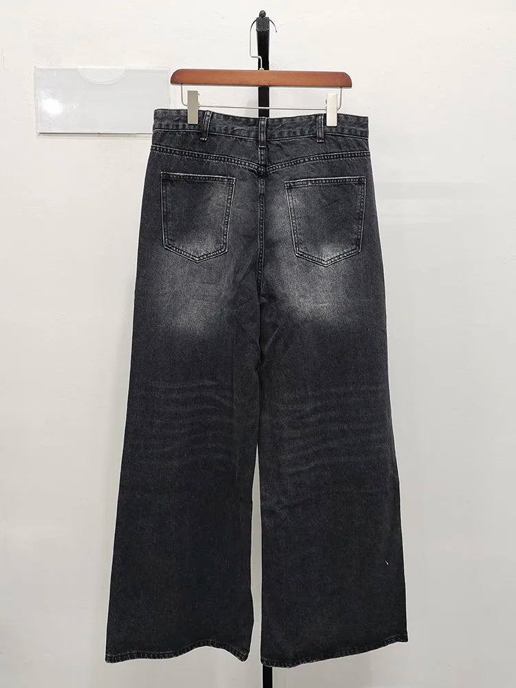 LUZHEN Old Male Pants Autumn Blue Washed Men Denim Jeans Straight Casual Men wear Loose Wide Leg Trousers 2026 New Fashion 9C354