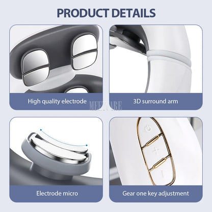 Smart Back Neck Massager with Heating TENS Pulse Cervical Muscle Massage Wireless Shoulder Relief Pain Health Care