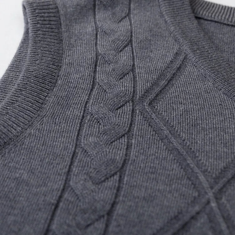 2026 New Trend Men's Business Casual Pullover Wear Warm Sleeveless Wool Knitted Sweater Vest Tops