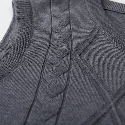 2026 New Trend Men's Business Casual Pullover Wear Warm Sleeveless Wool Knitted Sweater Vest Tops