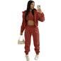 3pcs Women's Clothing Set Fleece-lined Hooded Sweater &Sleeveless Tank Top & Sports Sweatpants Pants