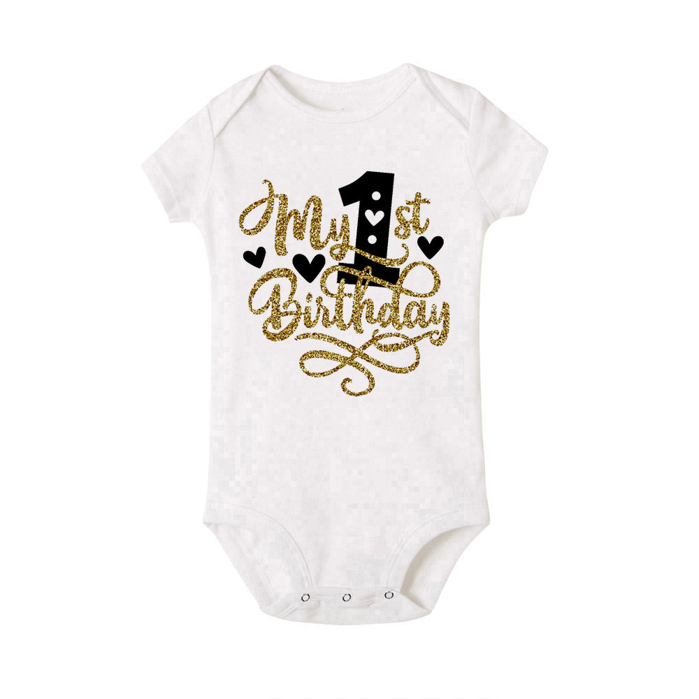 My 1st Birthday Print Baby Romper Infant Bodysuit Newborn Short Princess Sleeve Jumpsuit Baby Girl Birthday Party Outfit Clothes