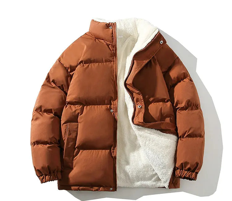 Winter Jacket Men Streetwear Fleece Parkas Coat Male Loose Bubble Jacket Warm Stand Collar Coats Unisex Puffer New Clothes