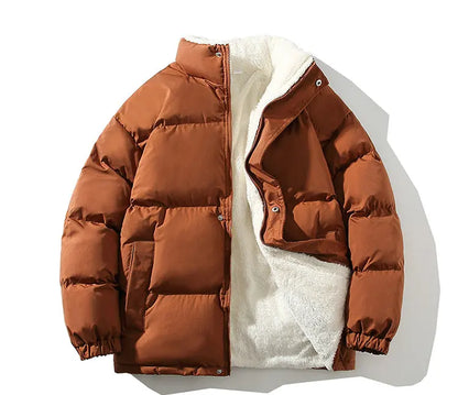 Winter Jacket Men Streetwear Fleece Parkas Coat Male Loose Bubble Jacket Warm Stand Collar Coats Unisex Puffer New Clothes