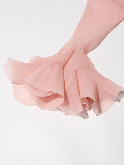 Girl's Dress Irregular Pleated Patchwork Fashion Long Lantern Sleeve Waist Cinching Mini Dress 2025 New