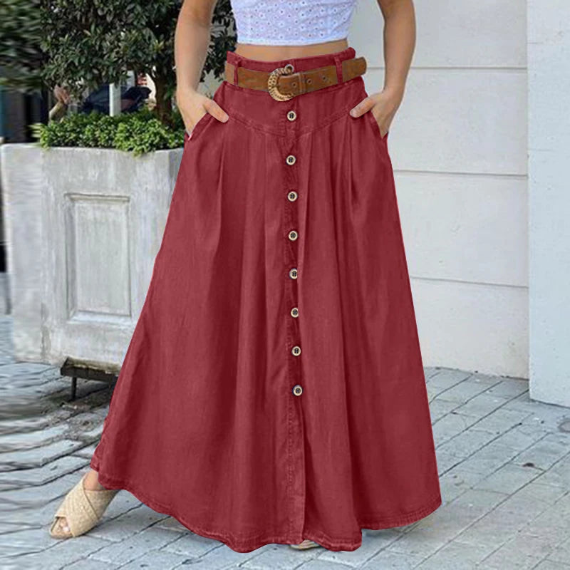 ZANZEA Cargo Skirts Elegant Women Evangelical Faldas  Mujer Office Lady High Waist Saias Summer 2025 Casual Buttons Up Jupes