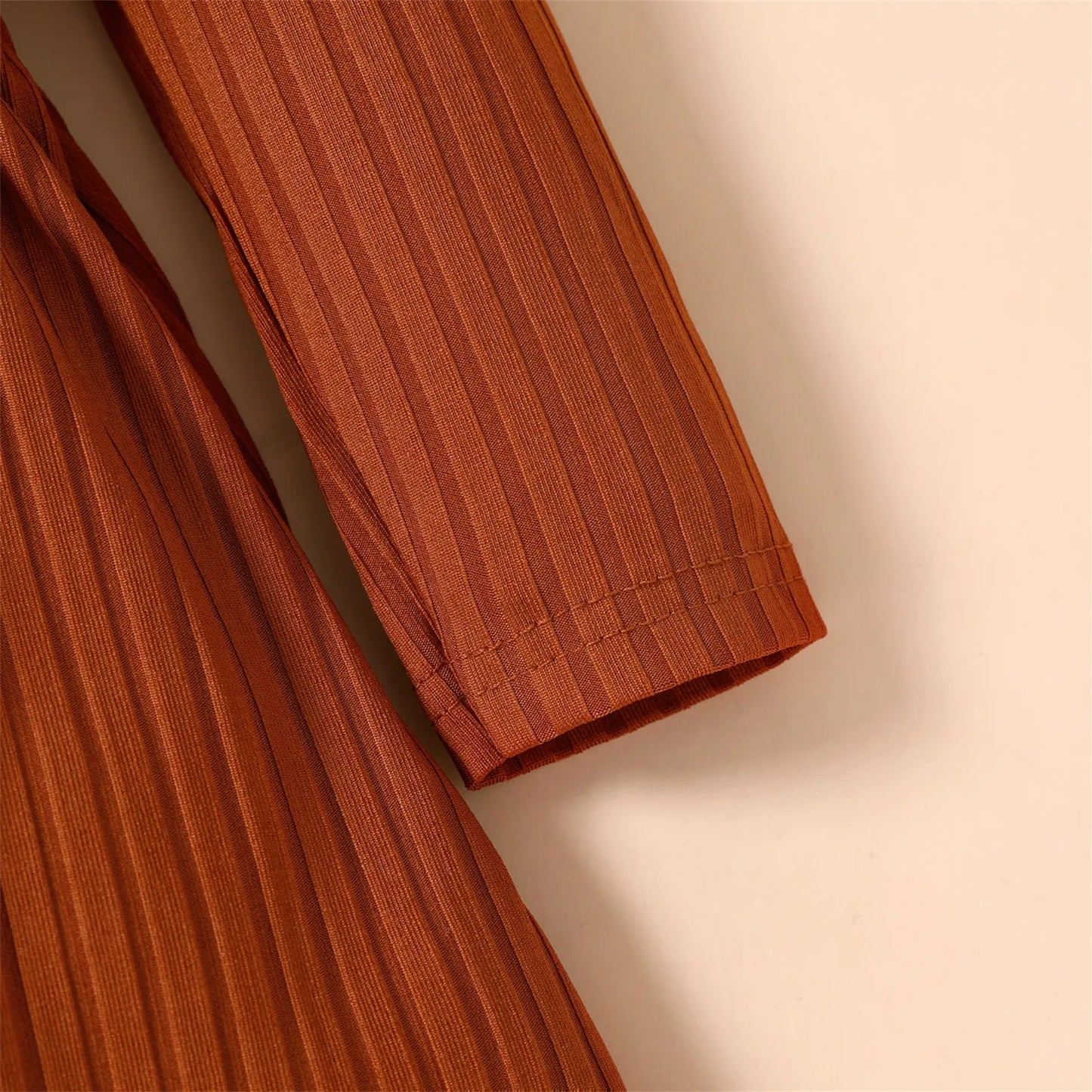 Pat Pat Newborn Dresses Baby Girl Clothes New Born Babies Kids Birthday Party Dress Ribbed Striped Long-sleeve Overalls Children