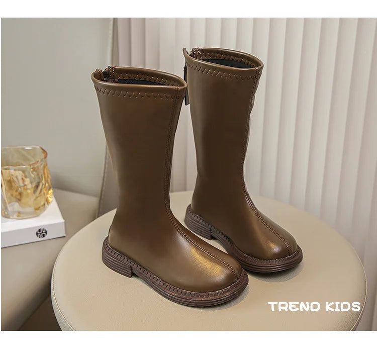 New Design Children Boots Girls Leather Shoes White Luxury Casual Sports Shoes Autumn Lightweight Girls Ankle Boots