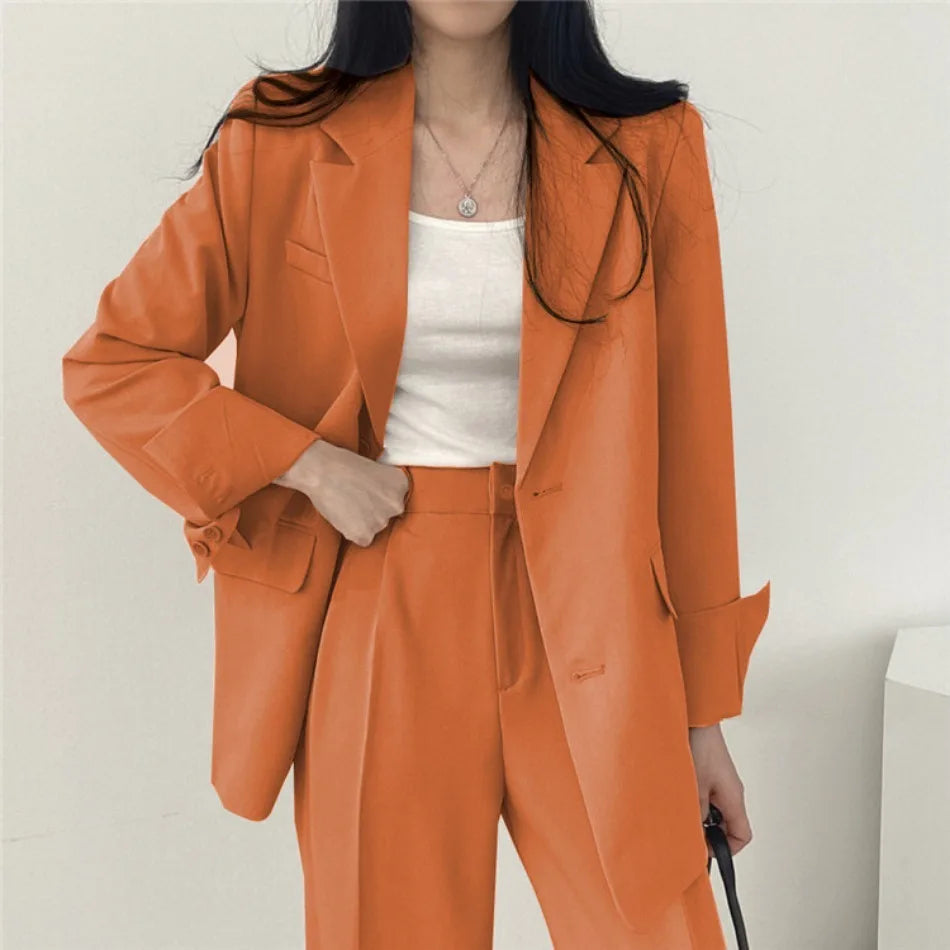 Korean Fashion Spring Women's Suits Casual Top Trousers 2 Piece Sets Women's Outfits Coats Slim Fit Blazers for Women Clothing