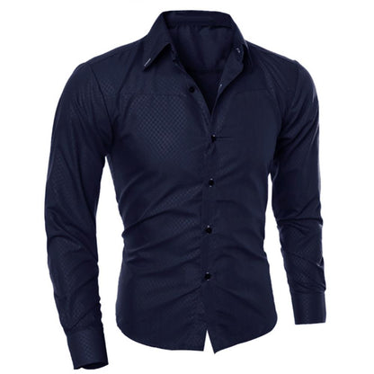 Fashion spring autumn Men Shirts New Arrivals Slim Fit Male Shirt Solid Long Sleeve British Style Office Cotton Men's Shirt