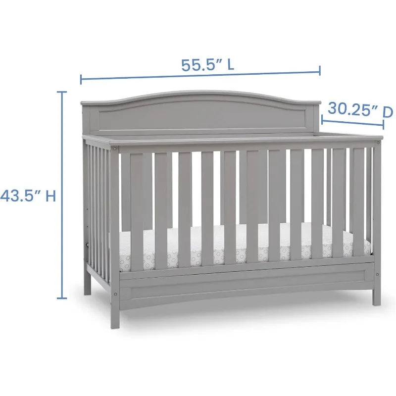 Children Emery 4-in-1 Convertible Baby Crib - Greengard Gold Certified, Dark Chocolate
