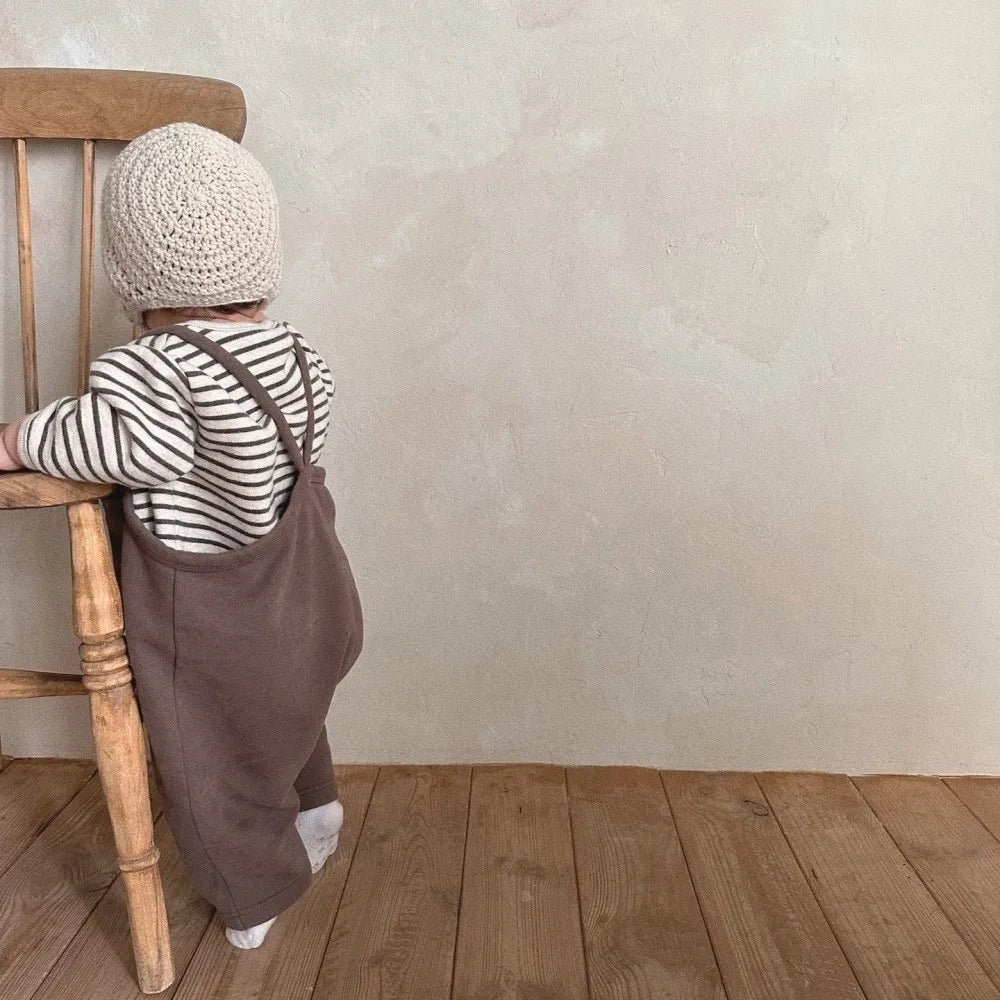 2025 Spring Autumn Solid Newborn Overalls Loose Girl Baby Sleeveless Jumpsuit Cotton Boy Infant Suspenders Pants Toddler Trouser
