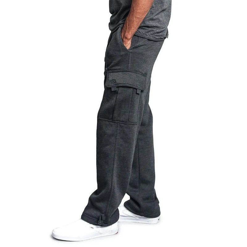 Men's Sweatpants Straight Fit Joggers for Sports and Streetwear Loose Oversized Drawstring Long Pants Men Multi-pocket Pants