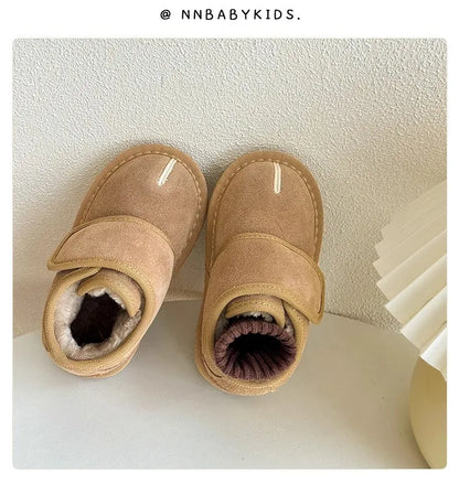 Baby New Winter Snow Boots Warm Plush Leather Toddler Shoes Fashion Boys Girls Anti-slip Rubber Sole Baby Sneakers Infant Boots