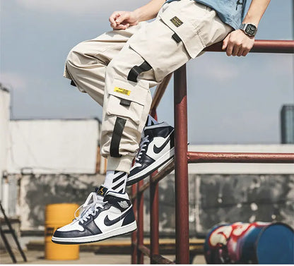 New Hip Hop Joggers Cargo Pants Men Harem Pants Multi-Pocket Ribbons Man Sweatpants Streetwear Casual Men's Pants