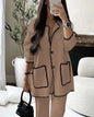 Loose Casual Women's Suit Autumn Double Pocket Single Breasted Cardigan New Fashion Casual Loose Solid Color Two-piece Set