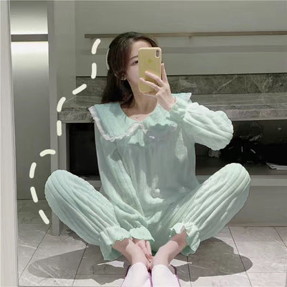 Square Collar Women Pajamas Set Winter Sleepwear Fleece Velvet 2 Piece Pant Home Suit Fluffy Korean Solid Pajama Warm Night Wear