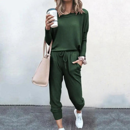 Women Autumn Casual Tracksuits 2026 Solid Color Loose Pullover Hoodies Two Piece Set Female Long Sleeve Tops Pants Sportswear