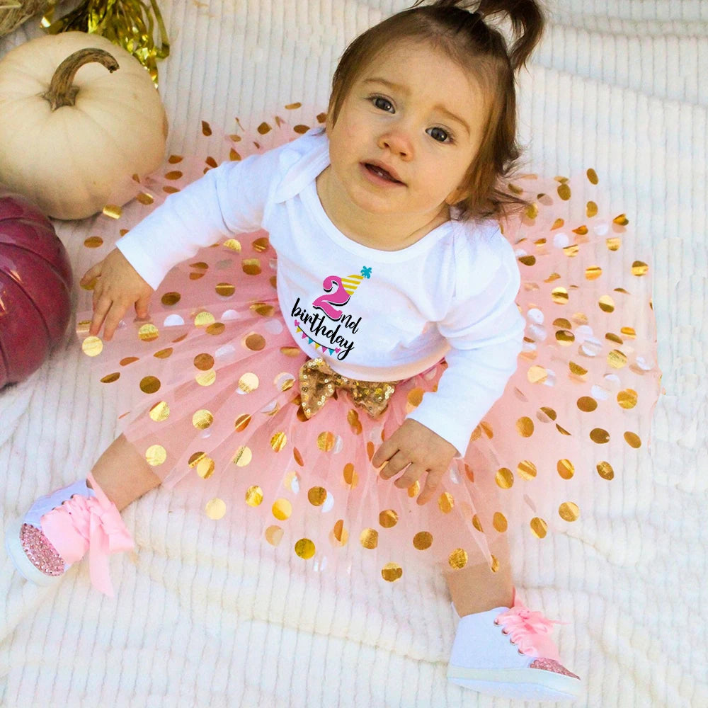 Baby Girl's 1st Birthday Outfit Birthday Girls Dress Set Newborn Infant Baby Girls 1st Birthday Dress Birthday Party Costume