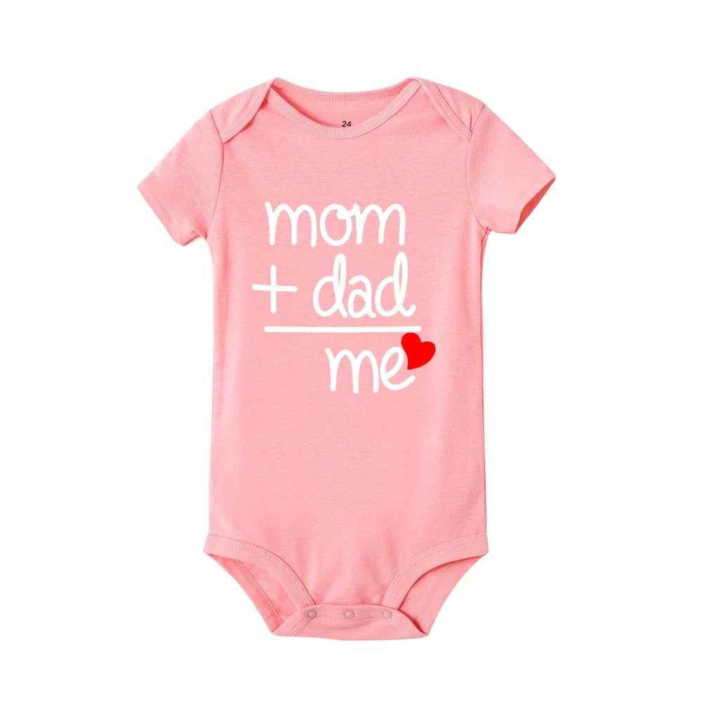 Mom Plus Dad Equals Me Baby Romper Clothes Boy Girl Newborn Bodysuit Toddler Infant Funny Cute Rompers Jumpsuit Outfits