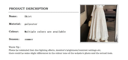 Summer White Floral Long Skirt Women's Y2k Clothes Fashion Elastic High Waist Casual Elegant Spliced Gauze Skirts for Women 2026