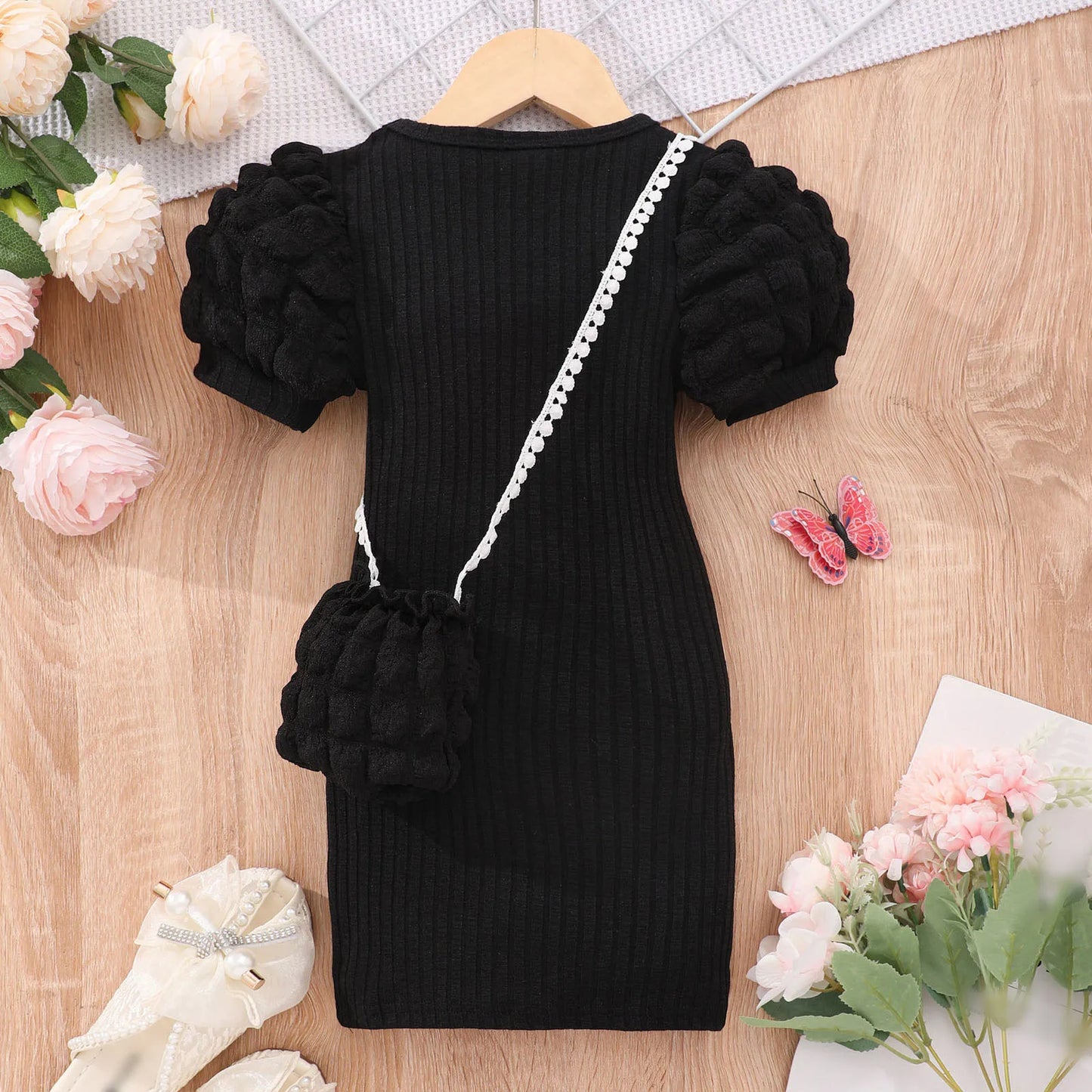 2026 Midi Dress Kids Girl Clothes Summer Short Sleeve Baby Girl Bodycon Dress Party Children Wrap Tight Dress 3 4 5 6 7 8 Years