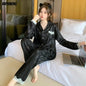 Women Casual Luxury Pajamas Thin Pajamas Female Sleepwear New Elegant Ladies Faux Silk Polyester Dots Pajama Sets Sexy Home wear