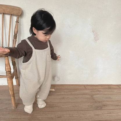 2025 Spring Autumn Solid Newborn Overalls Loose Girl Baby Sleeveless Jumpsuit Cotton Boy Infant Suspenders Pants Toddler Trouser