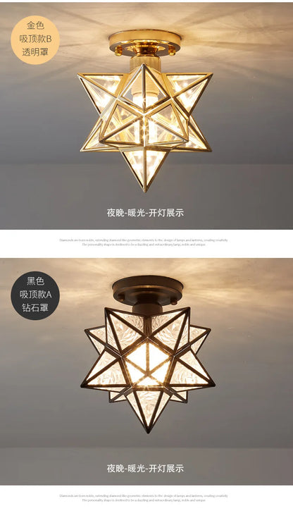 Lamps for Living Room Decor Five-pointed chandelier Modern Balcony Corridor Porch Fashion Network Red Star  Ceiling Light