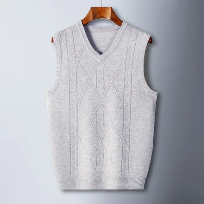 2026 New Trend Men's Business Casual Pullover Wear Warm Sleeveless Wool Knitted Sweater Vest Tops
