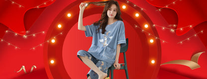 Summer Cool Ladies Faux Silk Polyester PJ Sexy Sling Pajama Sets Home wear Women's Pajamas Female Sleepwear Home wear Gift for GF