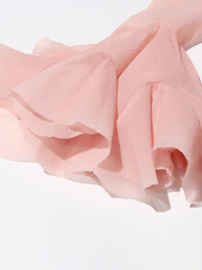 VGH Elegant Spliced Ruffles Midi Dresses for Women O Neck Petal Sleeve High Waist Slim Patchwork Buttons Solid Dress Female New