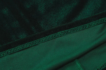 BWQ 2026 Spring Summer Velvet Long Sleeve Midi Dress For Women Ruched Long Dress Elegant Party Clothes Evening Green Outfits