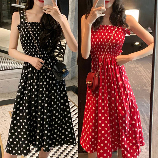 Women's Dresses 2026 Summer Fashion Loose None Sleeve Polka Dot Shoulder Plus Size Casual Dress Sexy Dress