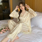 Women Casual Luxury Pajamas Thin Pajamas Female Sleepwear New Elegant Ladies Faux Silk Polyester Dots Pajama Sets Sexy Home wear