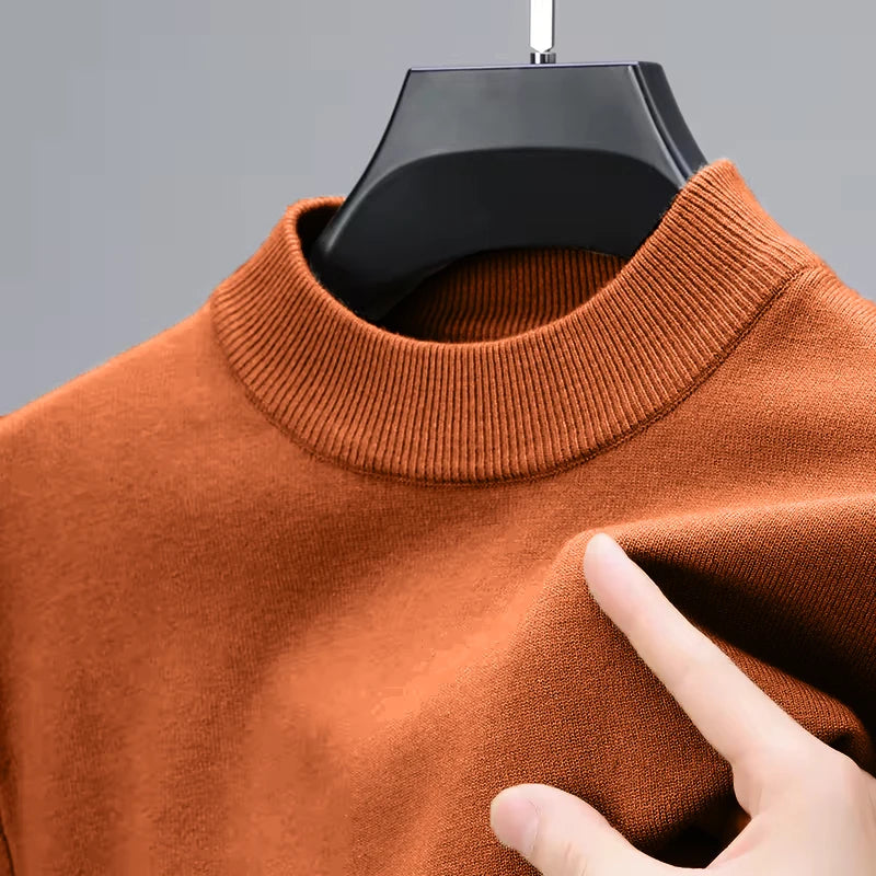 Half Turtleneck Knitwear Sweater New Autumn/Winter Mock Neck Sweatshirts Solid Color Pullovers Man Brand Casual Men's Clothing