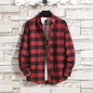 Spring New Korean Style Plaid Shirts Men's Handsome Long-sleeved Loose Casual All-matching Shirt Coats 2026 Trend Men's Clothing