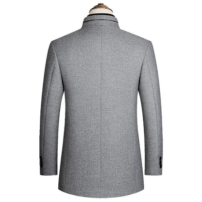 Men's Woolen Coat 2026 Autumn/Winter New Cotton Thickened Single Breasted Standing Collar Wool Blend Male Jacket