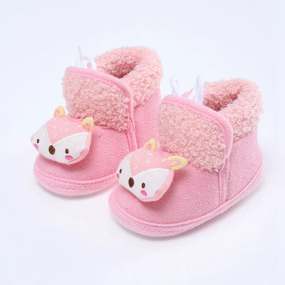Winter Warm Newborn Baby Boy Girl Boots Cute Bear Soft Toddler Shoes First Walkers Anti-slip Booties Infant Fur Snow Boots 0-18M