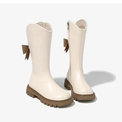 Long Boots for Girls and Children 2026 New Winter Long Leather Boots Princess Foreign Girls Plus Cashmere Shoes