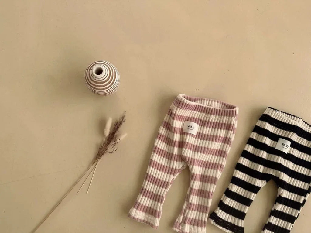 Autumn Winter Children Ribbed Striped Thick Warm Leggings Girl Baby Cotton Casual Pants Boy Infant Fashion Trousers Kid Clothes