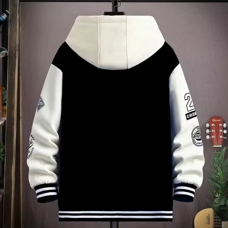 Men's Hooded Baseball Jersey Autumn Korean Casual Hooded Jacket Harajuku High Street Fashion Men's Clothing High Quality Coat