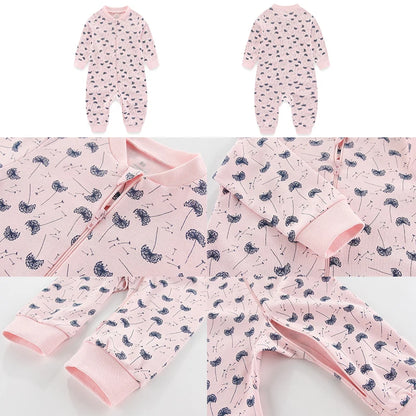 Newborn Baby 2-way Zipper Romper Cotton One-piece suit 0-24 Months Long Sleeve Newborn Baby Pajamas Comfortable Breathable