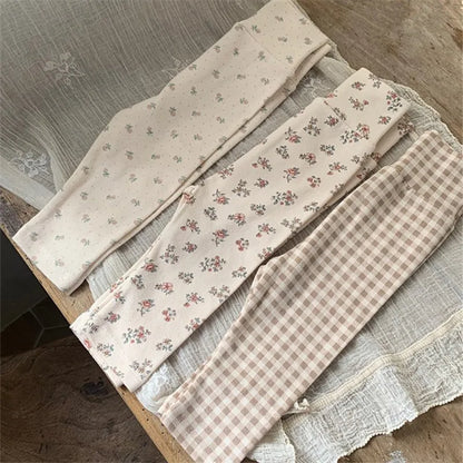 2025 Autumn New Baby Cotton Leggings Girls Floral Pants Toddler Pp Pants Toddler Plaid Leggings Fashion Baby Trousers