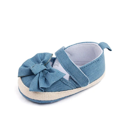 Baby Girls Shoe Soft Soles Non-slip Butterfly Knot Fashion Outdoor Solid Color Infant Newborns Crib First Walkers Princess Shoes