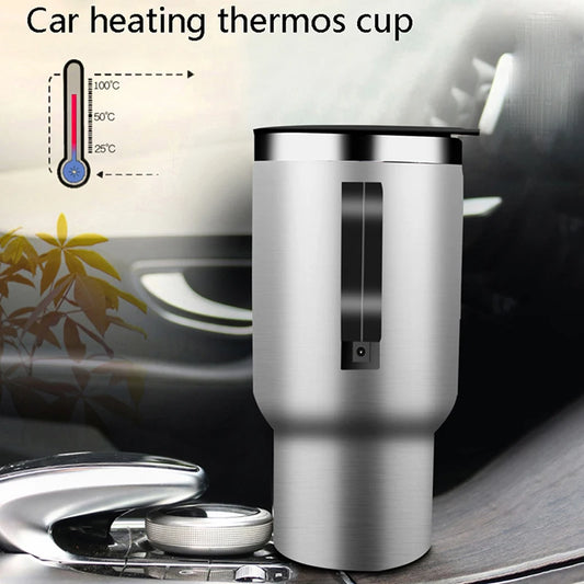 12V 450ml Stainless Steel Vehicle Heating Cup Electric Heating Car Kettle Coffee Heated Mug USB Heating Car Coffee Mug Cup