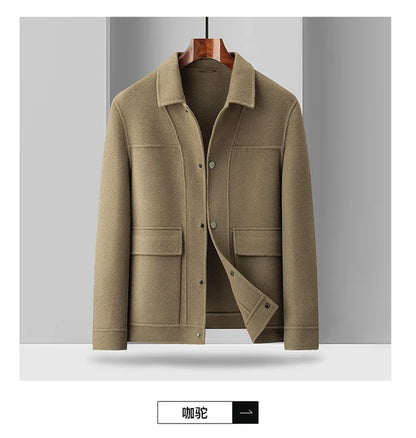 2025 Autumn/Winter New Double sided Woolen Coat High end Fabric Korean Edition Fashion Pure Handmade Woolen Coat Work Style